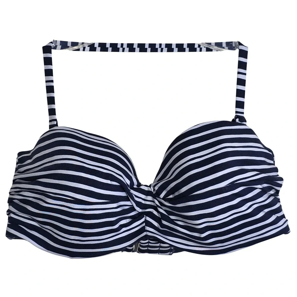Striped Navy and White Bikini Set - Women Swim Bikinis